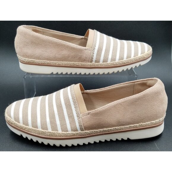 Clarks Shoes - Clarks Serena Paige Slip-On Sand Suede Canvas Casual Loafers Shoes Women's 8.5